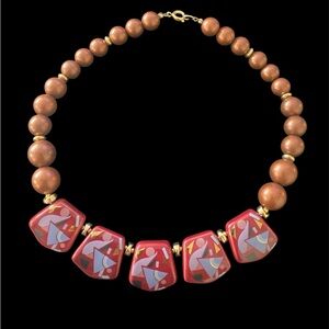 Japan * Red and Brown Beaded Necklace